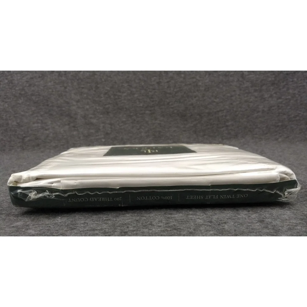 Ralph Lauren Home Twin Flat Sheet Bromley WHITE Eyelet Ruffle Trim USA NOS NEW